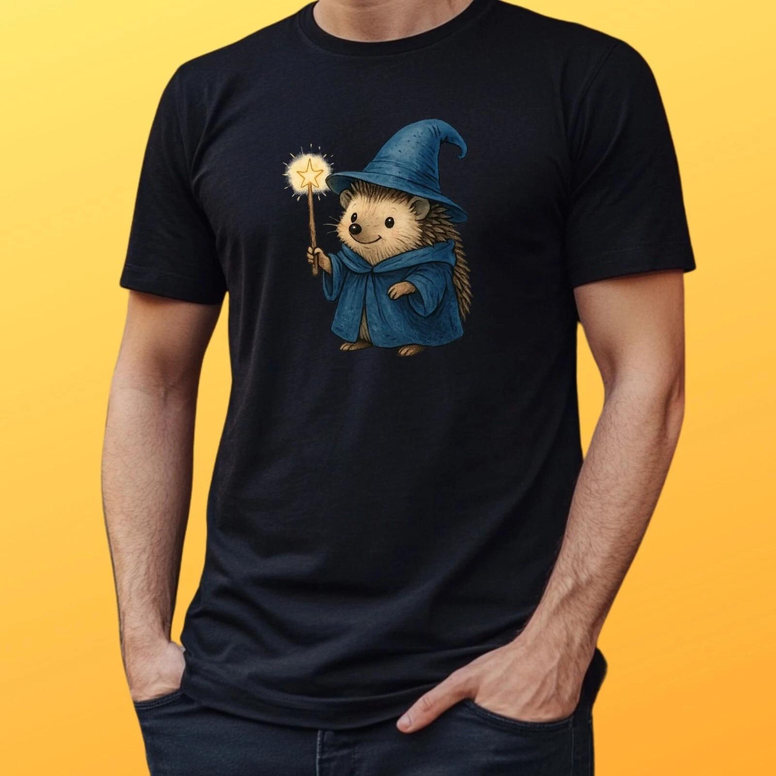 T-Shirt Herren Zauberer Igel Motiv Baumwolle Größe S bis 5XL XXXXL