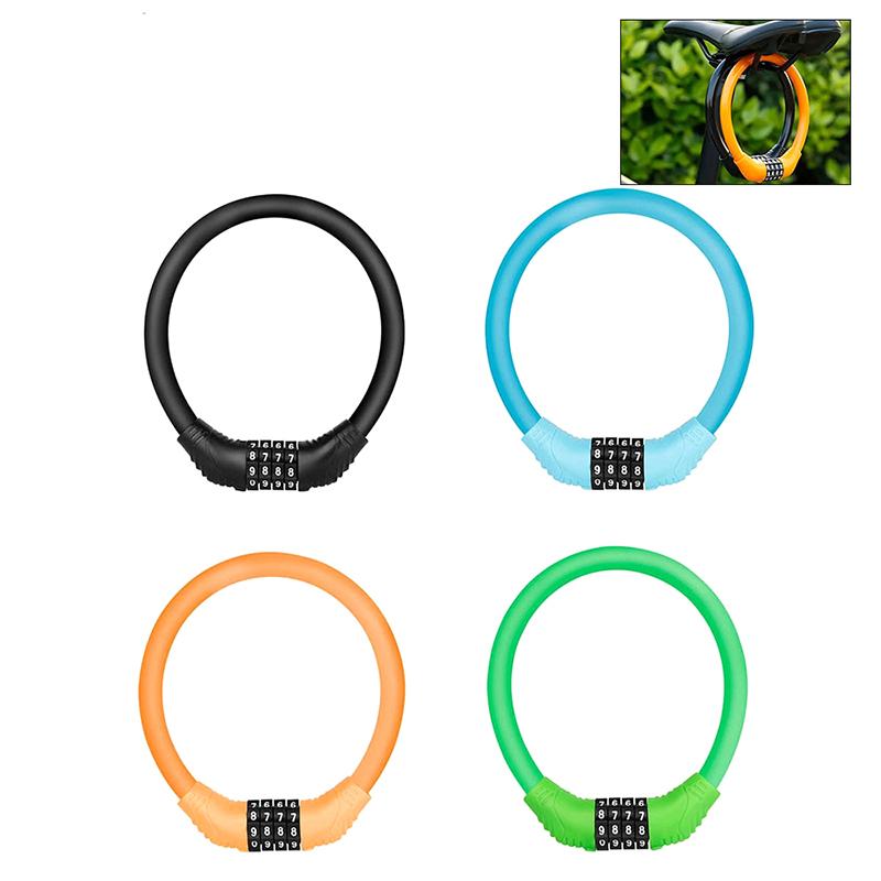 Bicycle Combination Cable Lock 4 Digit, Anti-Theft Alloy Steel Lock for Mtb Road Bike Security