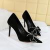Fashion Rhinestone Bowknot Woman Pumps Suede High Heels Sexy Party Shoes Pointed Stilettos Women Heels Luxury Pumps Large Size 42 43