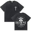 Camiseta Lavada Con Logo De La Letra Del Padre, Jesús Religioso Cristiano, Camisetas De Gran Tamaño De Rock Gótico Para1428