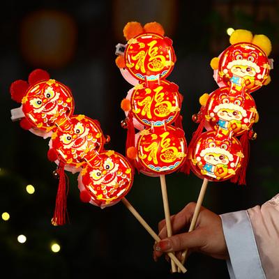 Red Chinese New Year Paper Lantern Traditional Light Up Candied Haws Lantern for Spring Festival Home Decoration Mid-Autumn Hanfu Cosplay