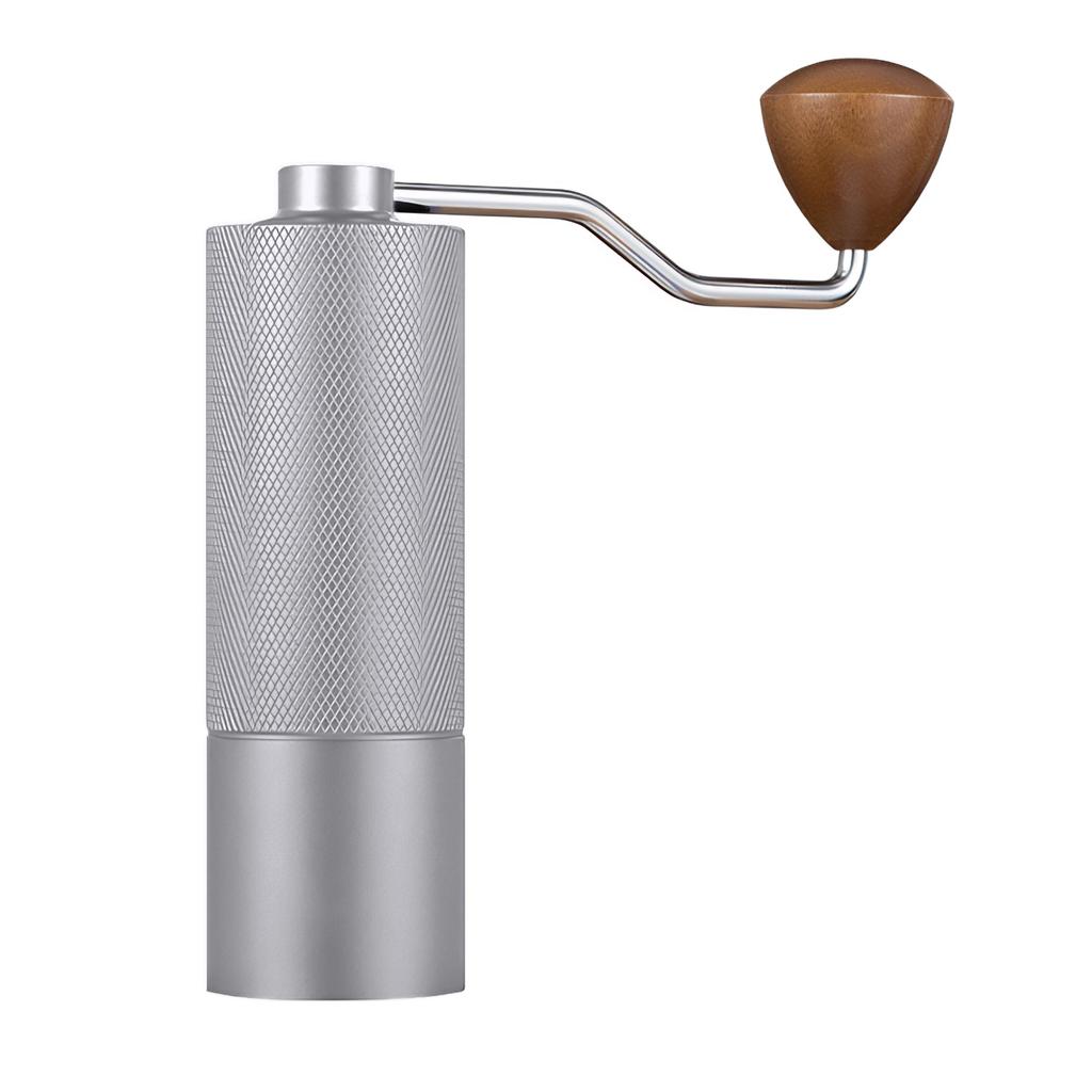 Manual Coffee Grinder Stainless Steel Tapered Burrs - Wooden Handle - Adjustable Internal Settings Dual Bearing Positioning