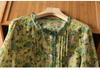 2026 Plus Size Women's Pure Ramie Summer Loose Green Top