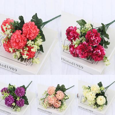 1 Bouquet 5 Heads Hydrangea Silk Flower Artificial Flower Holding Flowers Fake Flowers Luxury Bouquet Wedding Home Decoration