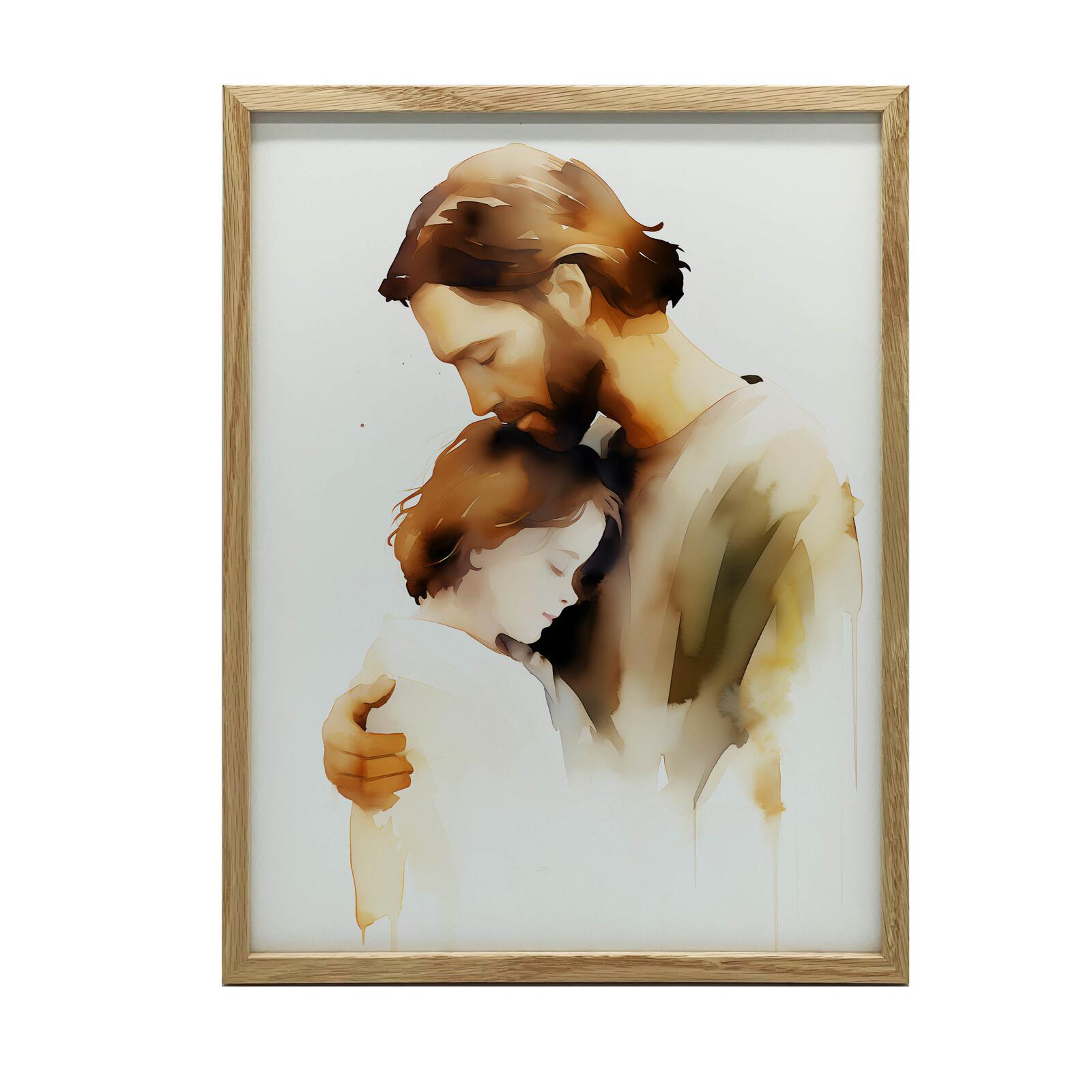 Amore Divino - Gesù Abbraccia un Ragazzo Amore Divino - Gesù Abbraccia un Ragazzo, 70X100 Cm, Senza Cornice, Tela Premium su Telaio 74