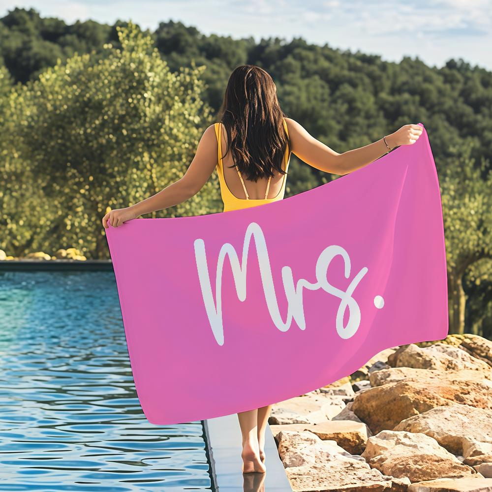 Mr. & Mrs. Print Towel Quick Drying Beach Towels Are Suitable For Swimming Pools Camping Yoga And The Gym
