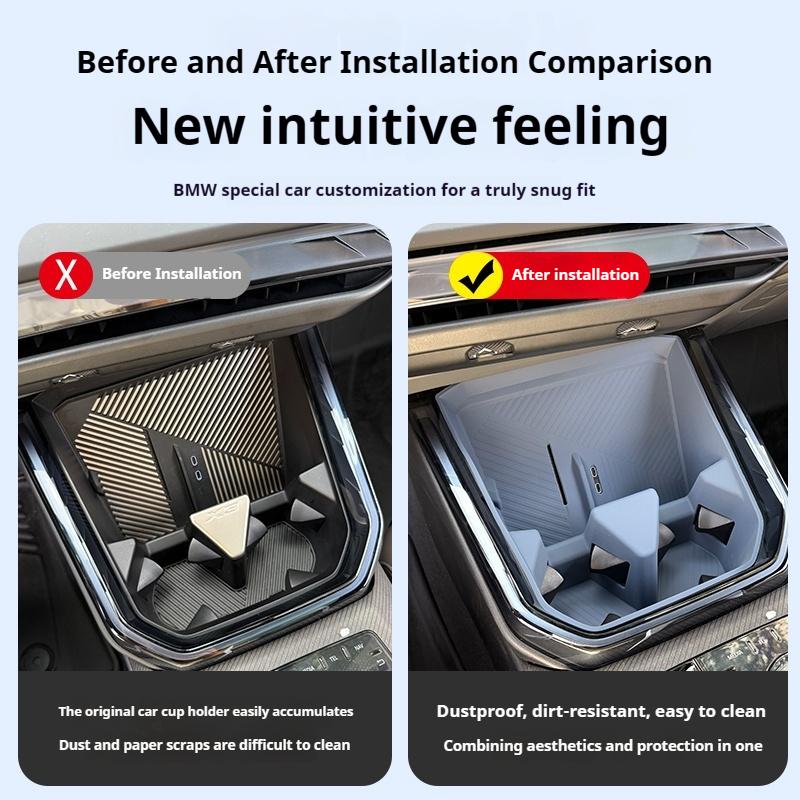 Silicone Car Console Cup Holder Wireless Charging Pad Protection Mat Auto For BMW X3 G45 2025 2026 Accessories Interior Styling