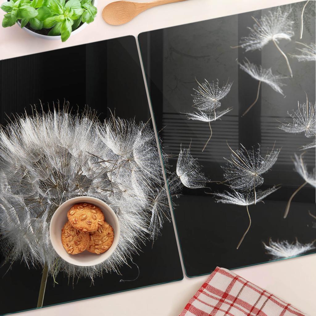 Multifunctional Decorative Glass Boards with Dandelion Print 2x40x52 Cm
