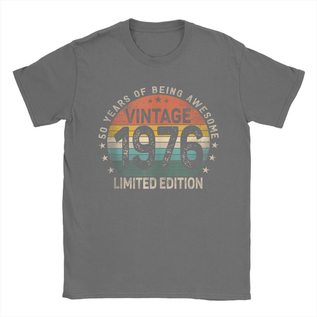 50 Years Old 1976 Vintage 50th Birthday Unisexs T Shirts Awesome Tee Shirt Short Sleeve Round Collar TShirts Cotton Adult Tops