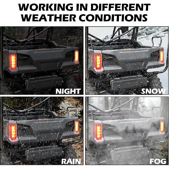 SAUTVS 1PC LED Taillight for Pioneer, Red Brake Stop Tail Light Rear Lamp for Honda Pioneer 520 700 1000 2014-2025 Accessories, (Fit Driver &