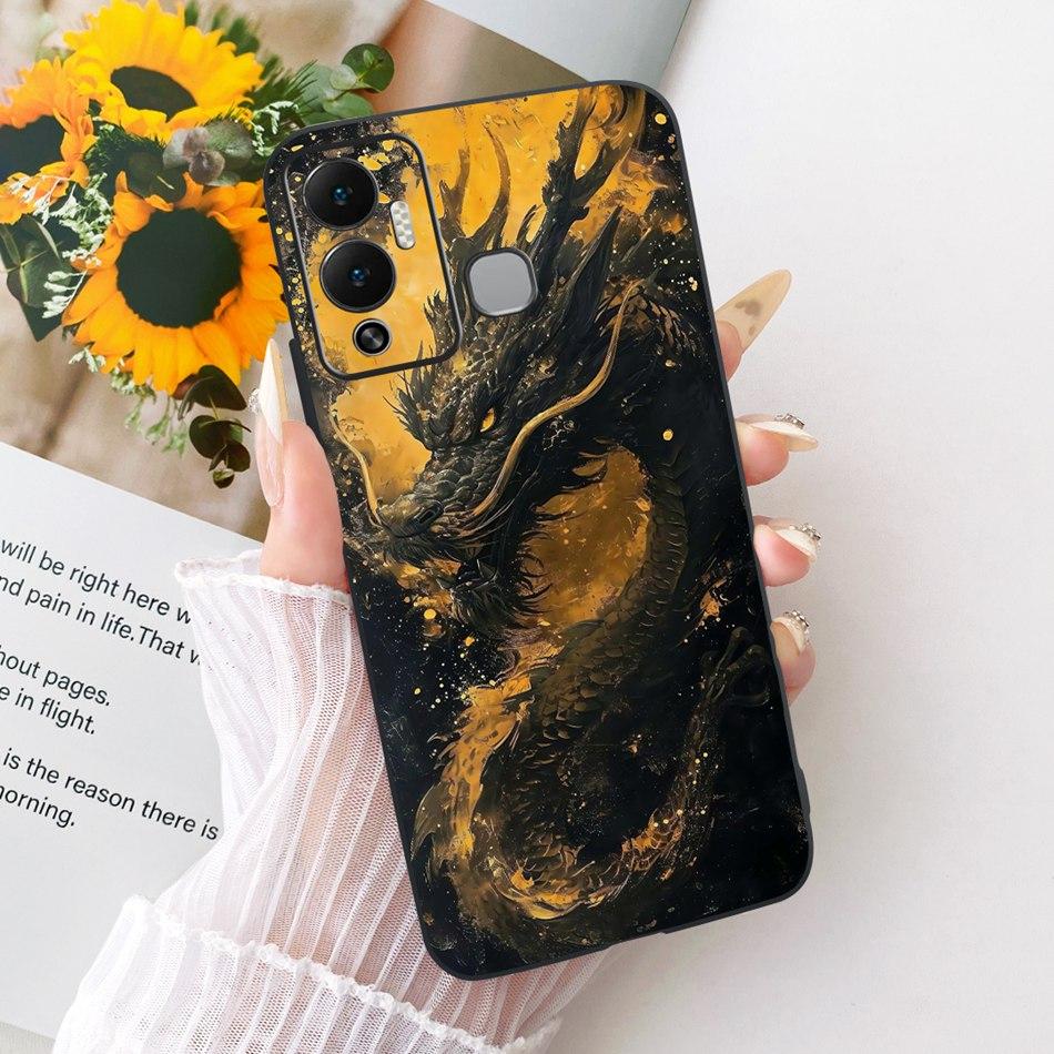 Für Infinix Hot 12 Play 12i Coole Drachen Tiger Muster Handyhülle Für Infinix Hot12i 12Play Schwarze Silikon Weiche Hüllen