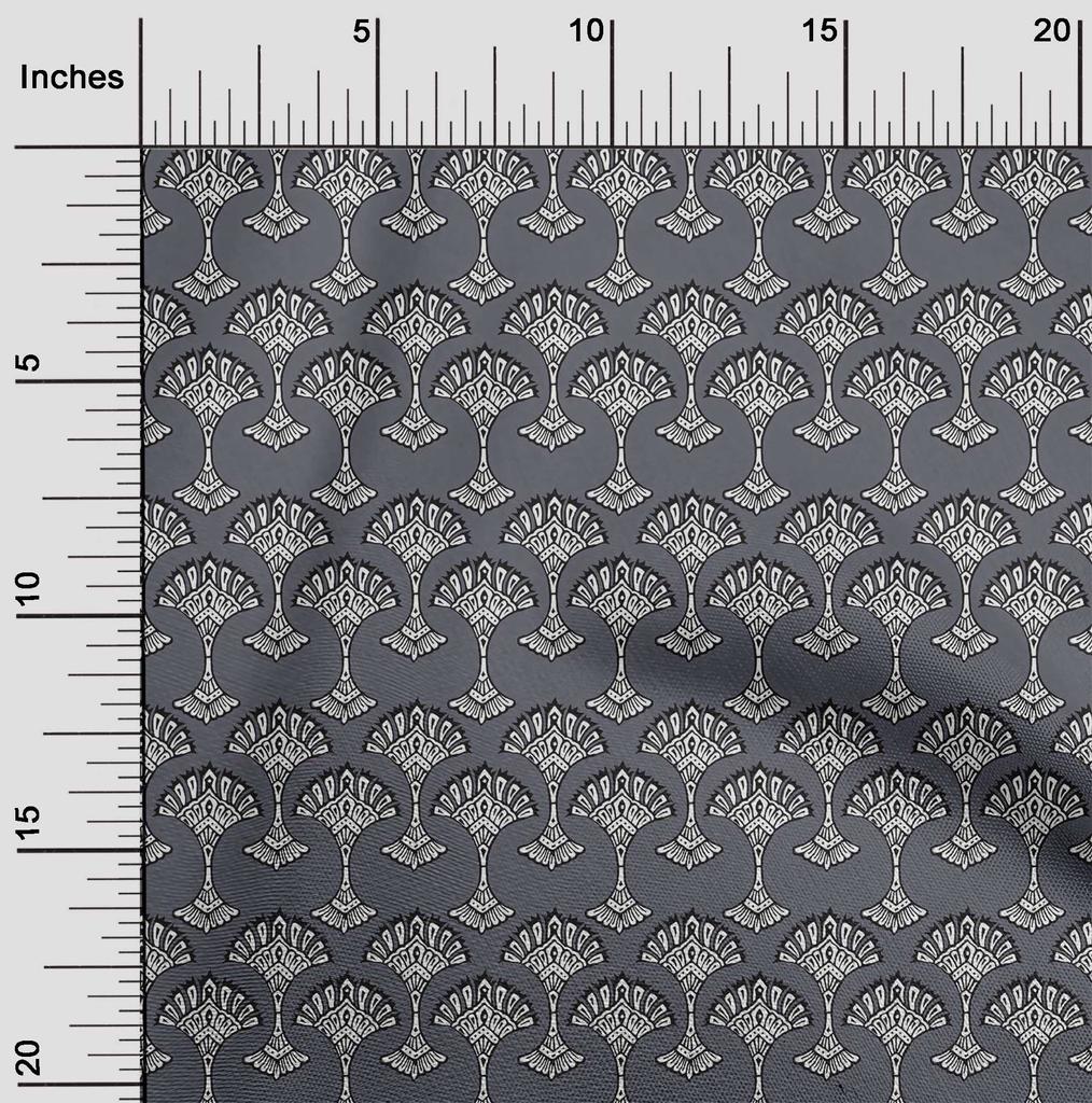 oneOone Cotton Flex Fabric Floral Block Printed Fabric 1 Yard 40 Inch Wide