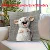 1Pc Cute Happy Mouse Throw Pillow Cover, 2D Double-Sided Print Soft Polyester Cushion Case For Home Sofa Bedroom Car Decor