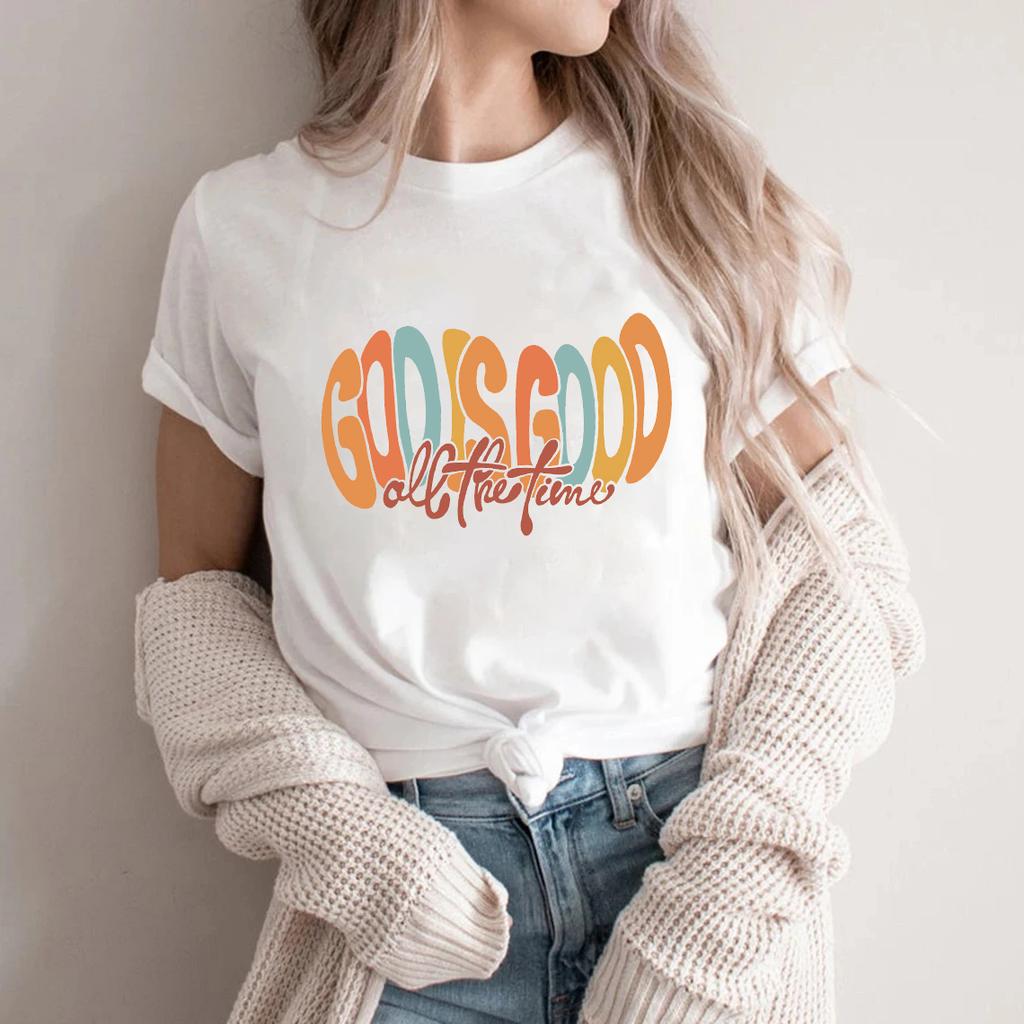 God Is Good All The Time Print Graphic Streetwear Fashion T-Shirts Harajuku Clothes Short Sleeve Summer Tee Casual Female Tops