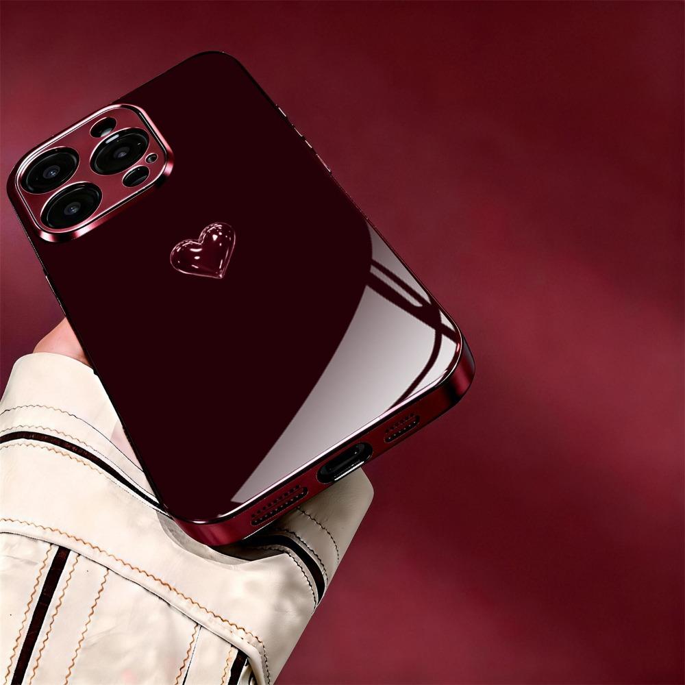 Liebesmuster galvanisierte rote Glas-Handyhülle geeignet für iPhone 17 16 15 14 13 12 11 Pro Max Plus sturzsicher und stoßfest