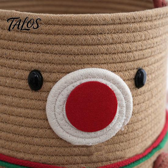 Sturdy Woven Container for Living Room Cute Reindeer Cotton Rope Storage Box, Large Capacity Soft Multi Purpose Box Fabric Basket, Decorative Sundries