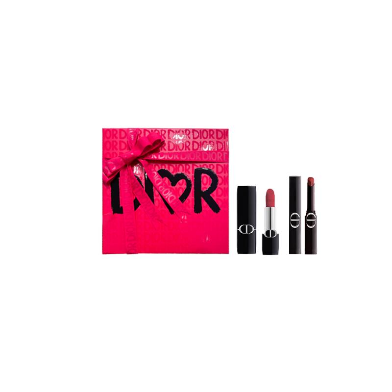 DIOR Lipstick Two-piece set: #720 Velvet Blue Gold Lipstick 3.5g + #390 Lacquered Amber Black Tea Stunning Lipstick 2.2g чёрный