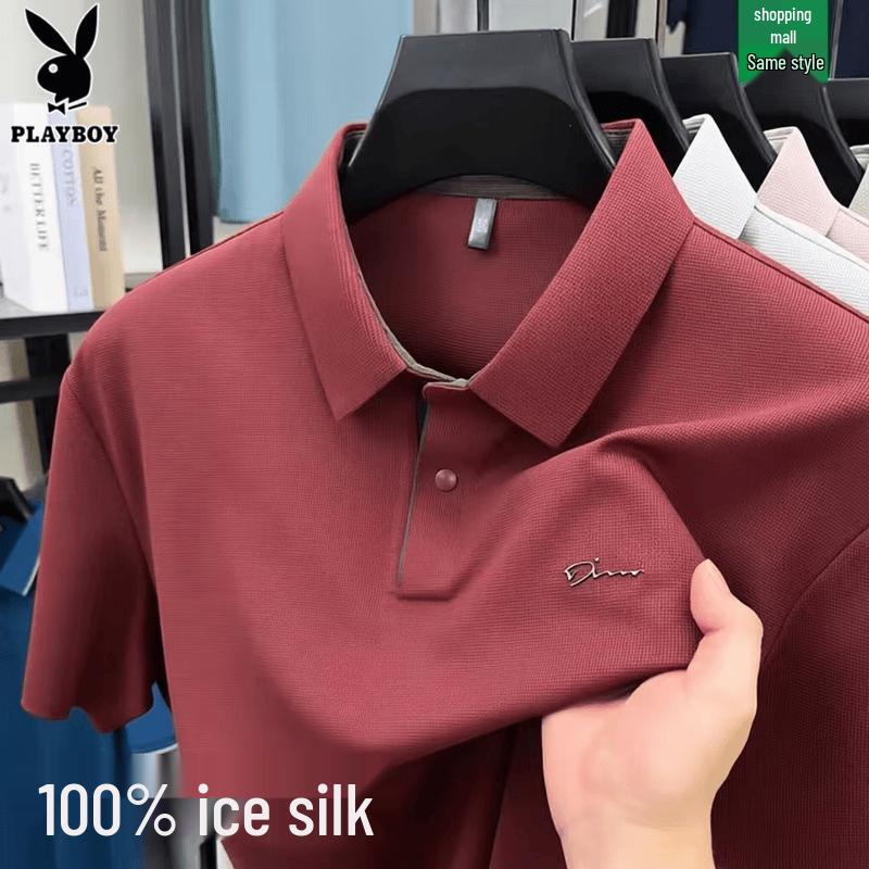 PLAYBOY Men s Ice Silk Short Sleeve Polo Shirt 58