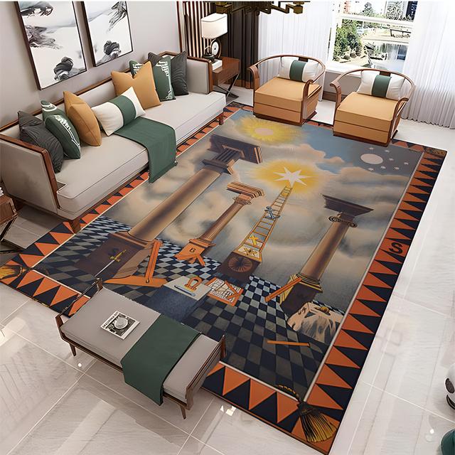 Modern Masonic Living Room Home Decoration Sofa Table Large Rug Bathroom Non-slip Floor Mat