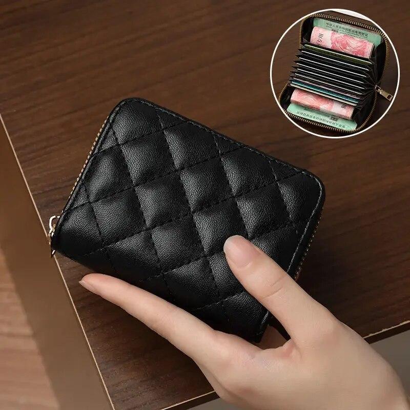 Женские короткие кошельки из искусственной кожи, женские клетчатые кошельки, кожаный кошелек для карт, студенческий маленький женский кошелек на молнии, кошелек для монет 11 card slots