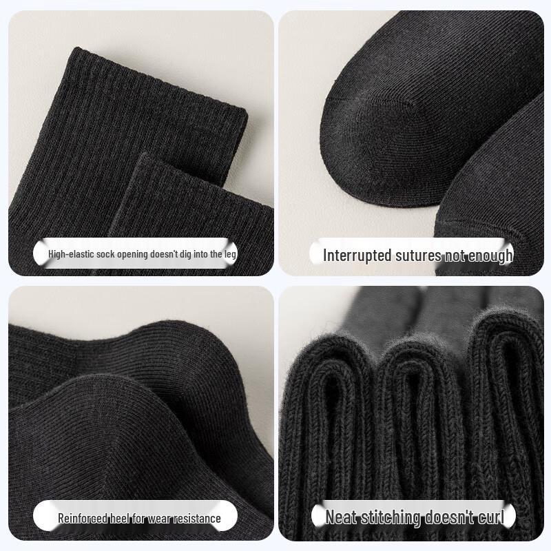 Maoren Men's 100% Cotton Odor-Proof Breathable Mid-Calf Socks (5 Pairs)