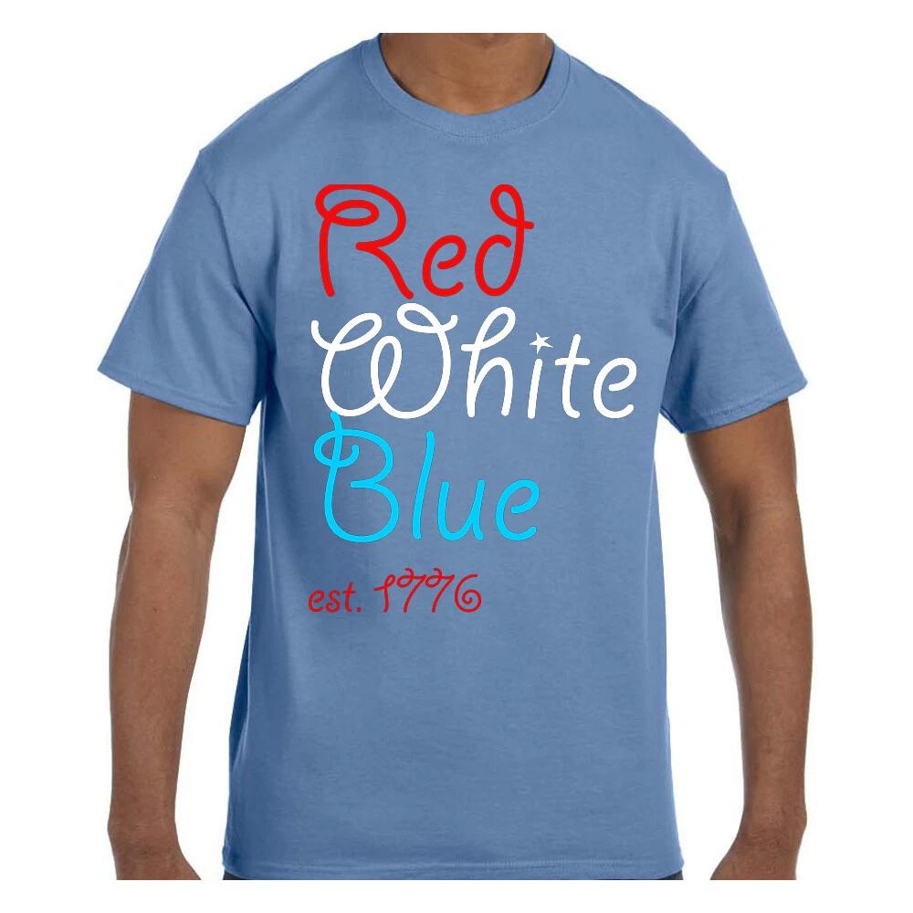 Patriotic 4th of July T shirt Red White Blue Established 1776 4XL