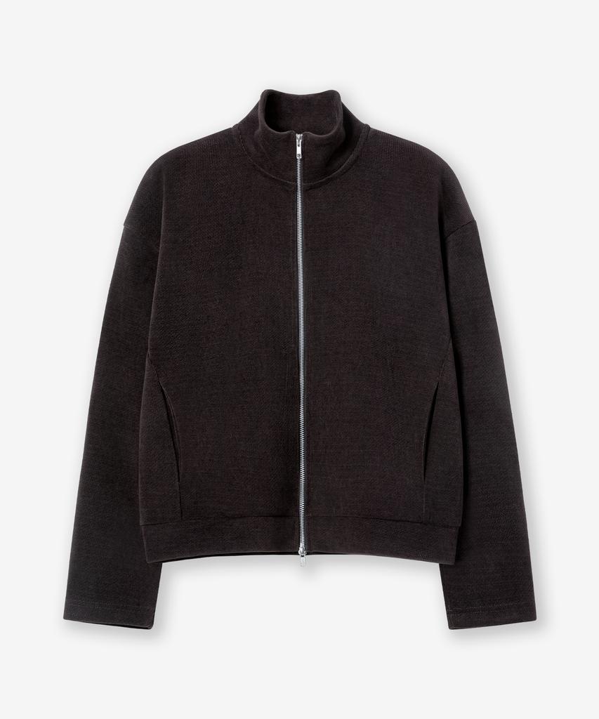 Brenson Corduroy Knit Crop High-Neck Full-Zip ( 2 Colors )