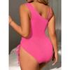 2025 Sexy Solid Strapped Plus Size Swimwear Women Push Up Hollow Large One Piece Swimsuit Beach Lady Chubby Curvy Bathing Suit