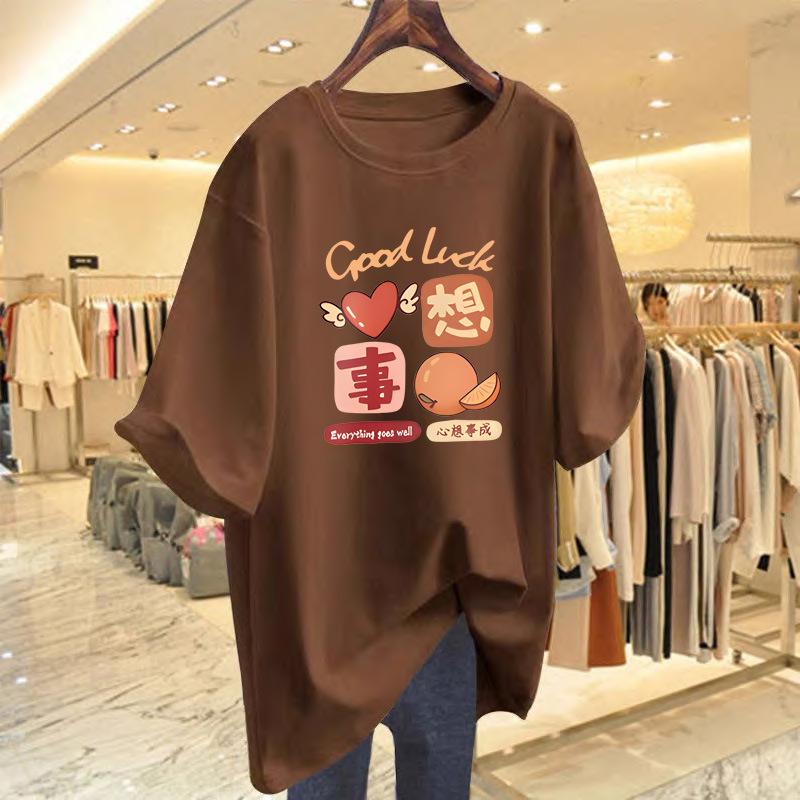 

Women s Cartoon Printed Cotton Short Sleeve T-Shirt Women s Summer Casual Versatile Hong Kong Style Top XXXL