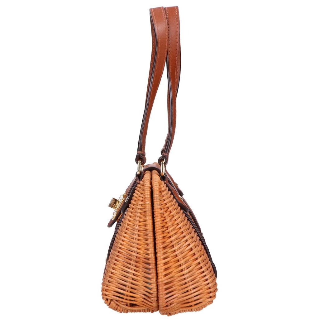 Ralph Lauren [Excellent Condition] Rattan Medium Lilly Turnlock Basket Bag/ Handbag BrownUsed