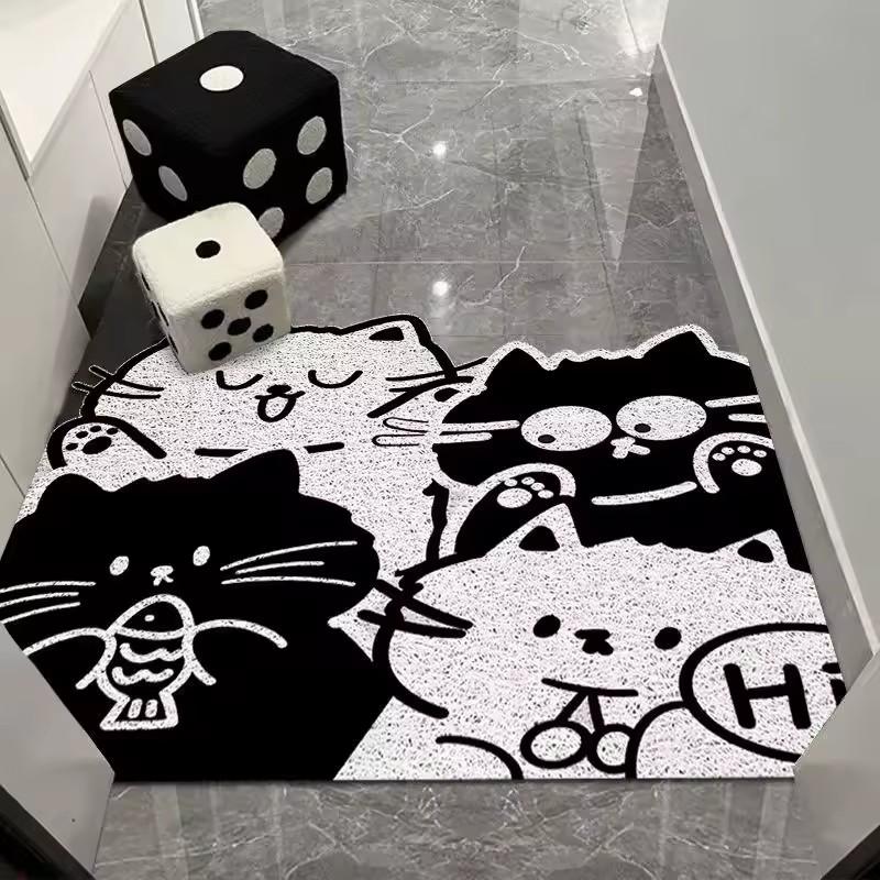 Cartoon silk circle entry door floor mat, entrance entrance entrance porch foot pad, fresh household soil rubbing mud pad