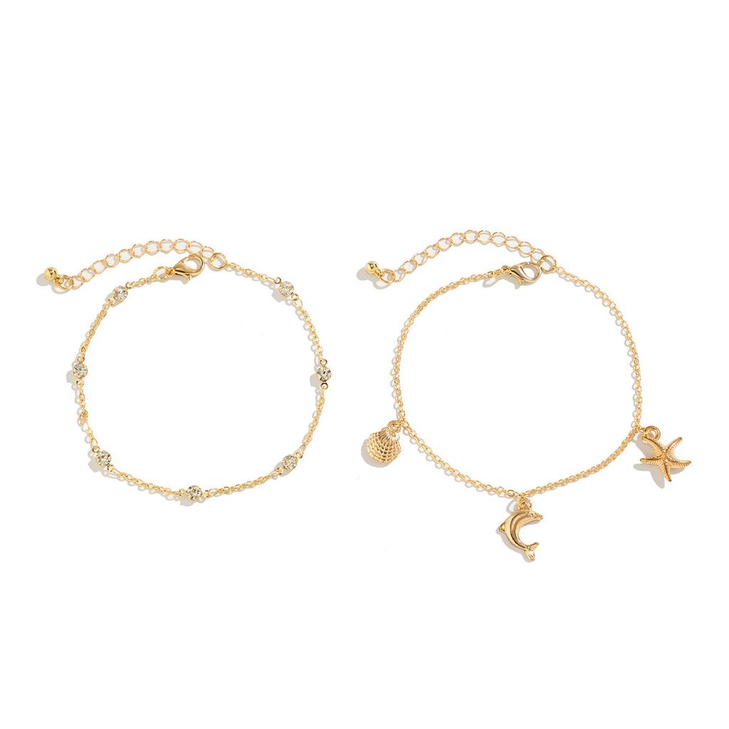 Beach Anklet Star Butterfly Chain Imitation Pearl Foot Chain Ocean Wind Shell Dolphin Foot Ornament