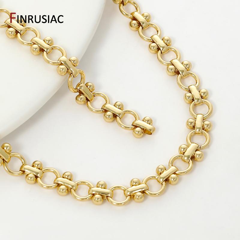 18K Gold Plated Brass Heavy Thick Chain for Jewelry,Punk Round Link Chain for DIY Necklace Bracelet Making Supplies Accessories