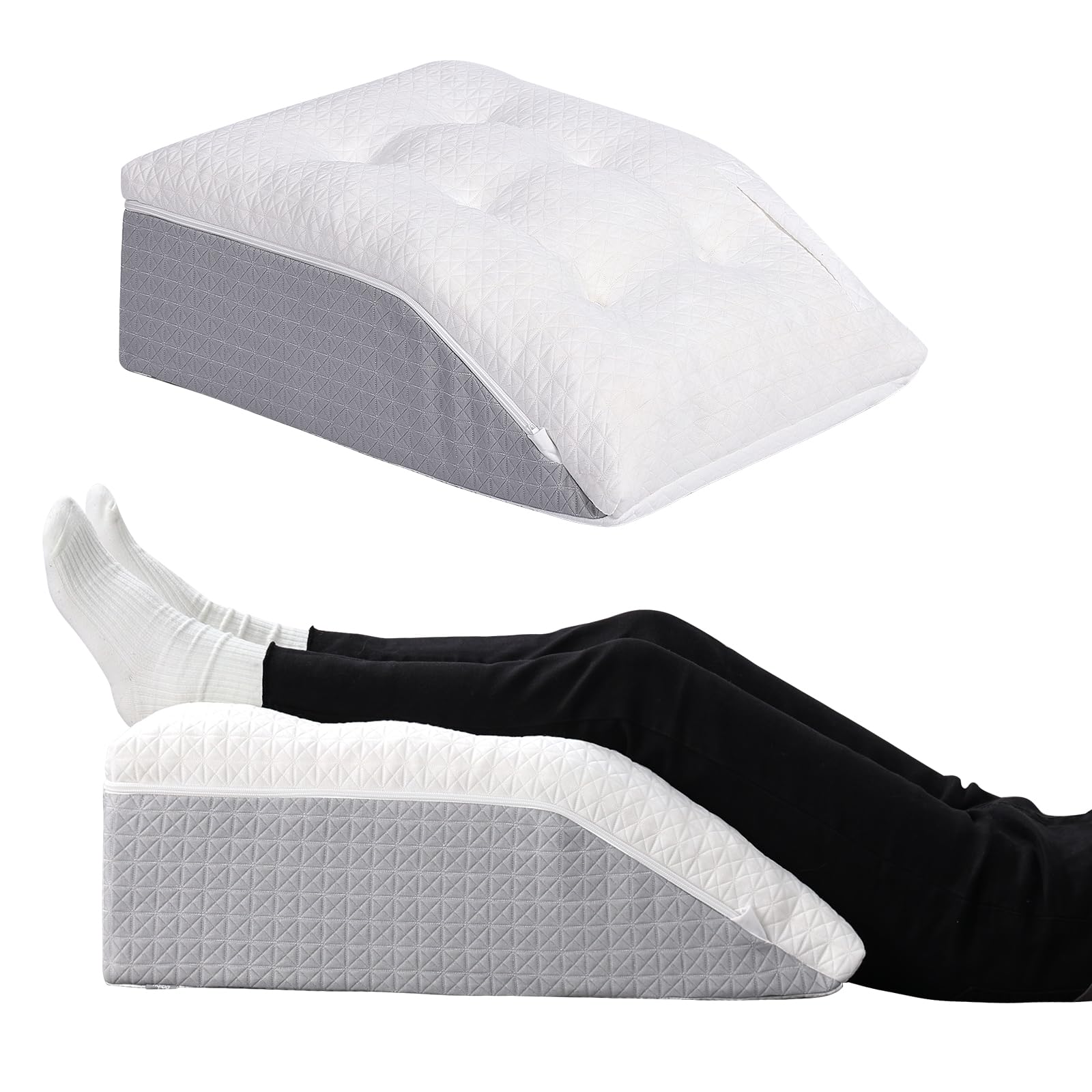 

HAVARGO Foot Pillow for Swelling Foot Back Lumbar Calf Knee Foot White Sleeping, Relief, Fluffy, Low-Rebound + High-Rebound Dual-Layer Construction,