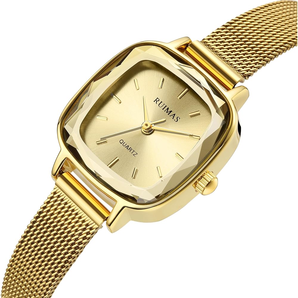 "Fashion Quartz Women's Watch Gold Slim Mesh Band Waterproof Simple Design"