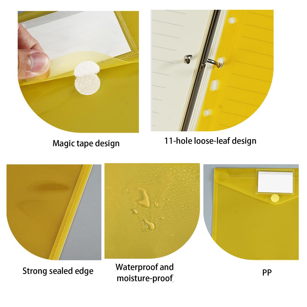 A4 File Folder Clear Document Bag Document Folder with 11 Hole Edge Paper Storage Bag School Office Supplies