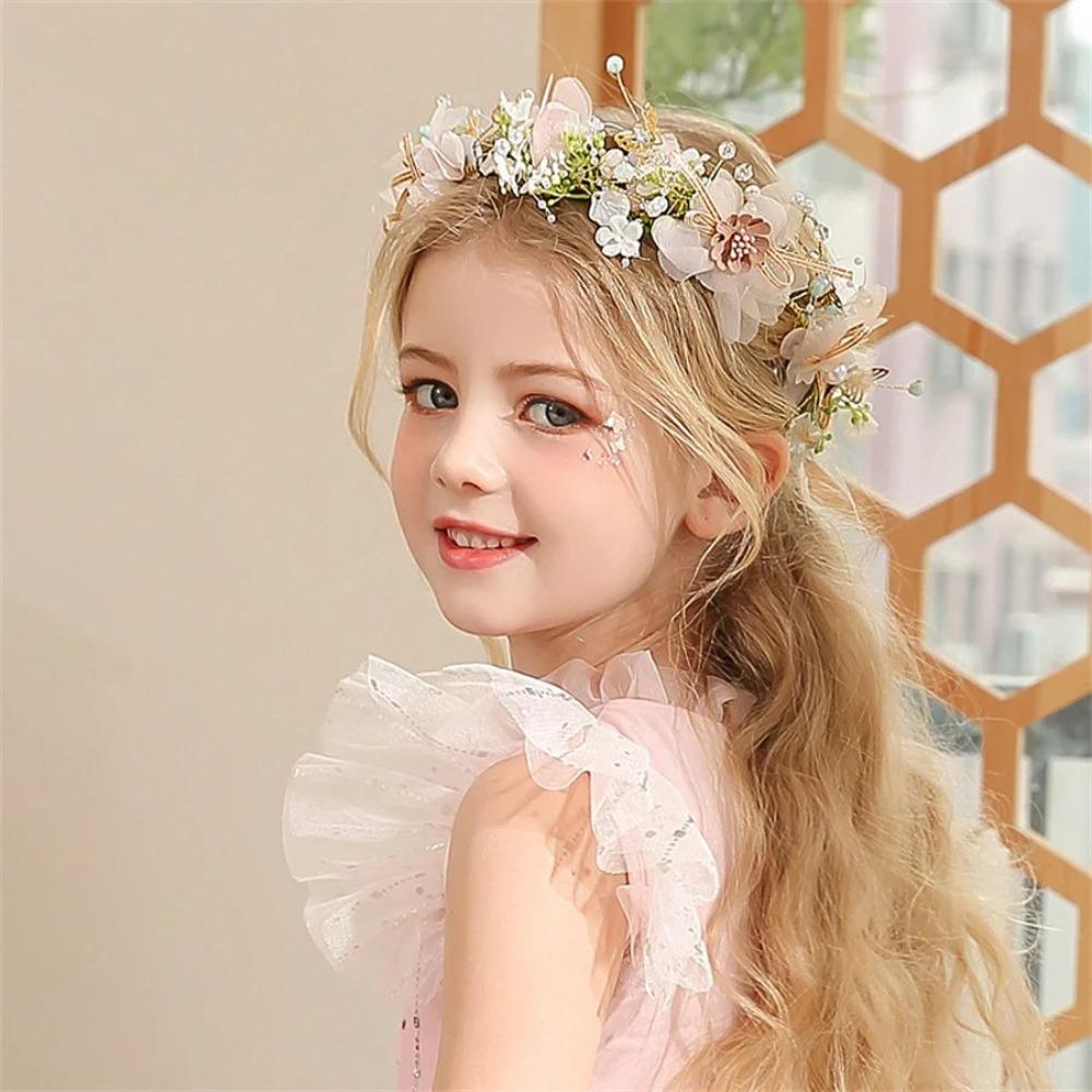 Elegant Flower Wreath Headband Imitated Pearl Head Wreath  Girls Adult Hair Accessories