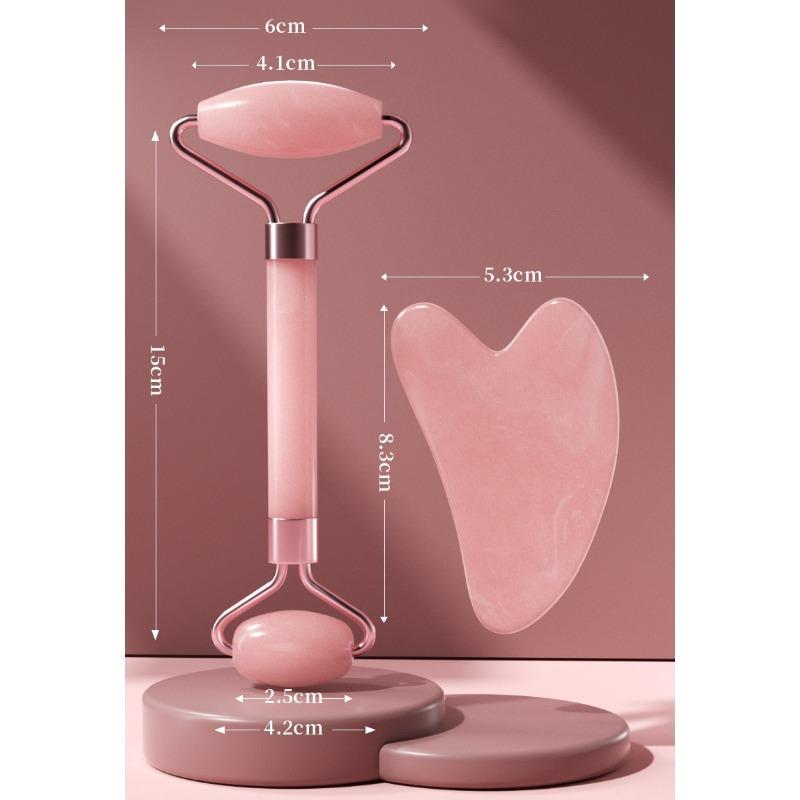 Dual Head Face Roller Pink Crystal Massager Beauty Tool for Wrinkle Reduction and Glowing Skin Complete Skincare Set