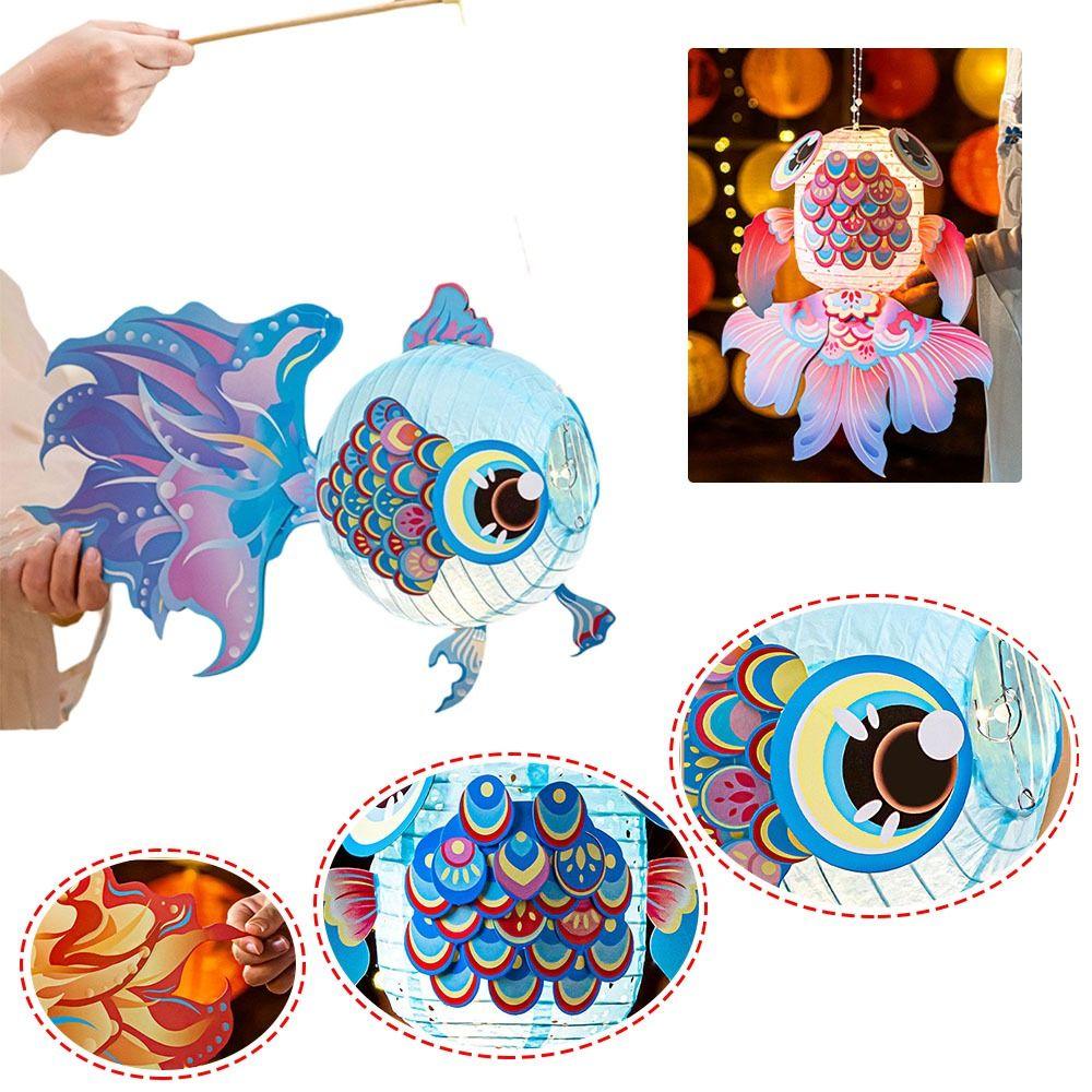 New Cartoon Goldfish Mid-Autumn Festival Lantern Material Package Handmade Koi Lantern Mid-Autumn Festival DIY Lantern Festival