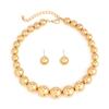 2Pcs Exaggerated Gold Color Big Beads Necklace Stud Earrings for Women Luxury Punk CCB Choker Jewelry Set Party Club Accessories