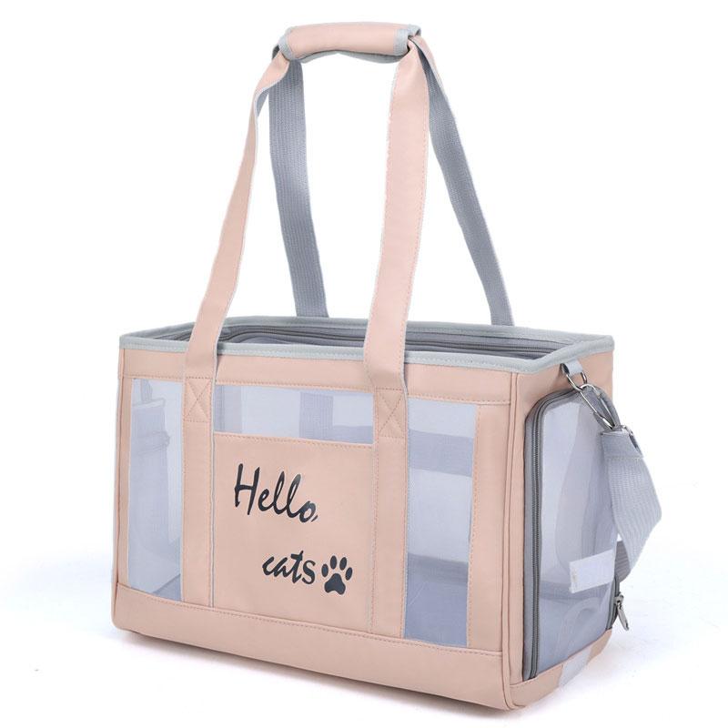 

Pet Cat Carrier Bag Portable Breathable Transporter Pet Bag Puppy Single Shoulder Bags Travel Carrier For Cats Dogs Pet Handbag 44x30x19cm рожевий