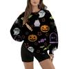 Women's Halloween Printed Round Neck Sweatshirt for Holiday and Casual Wear