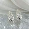 French Luxury Teardrop Mesh Earrings: S925 Silver Needle, Little Fragrant Style, Glossy Diamond Pattern.