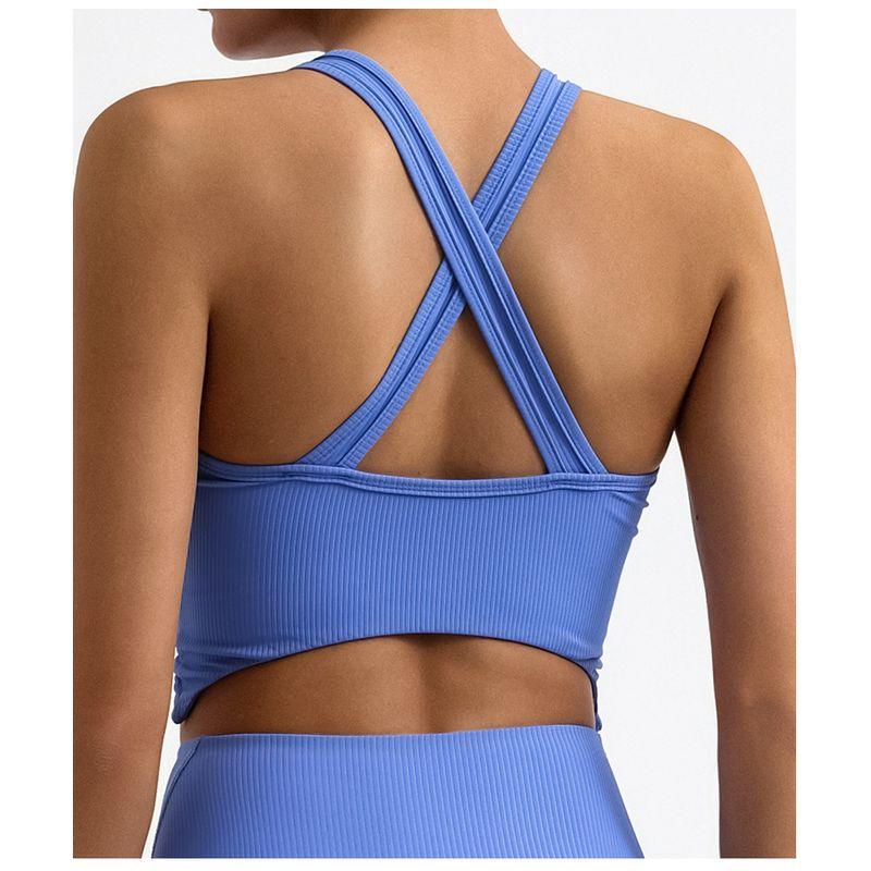Export Cross-Border Yoga Intimates Women's Stripes with Chest Pad Bubble Wrap Cross Beauty Back Exercise Running Fitness Top Vest