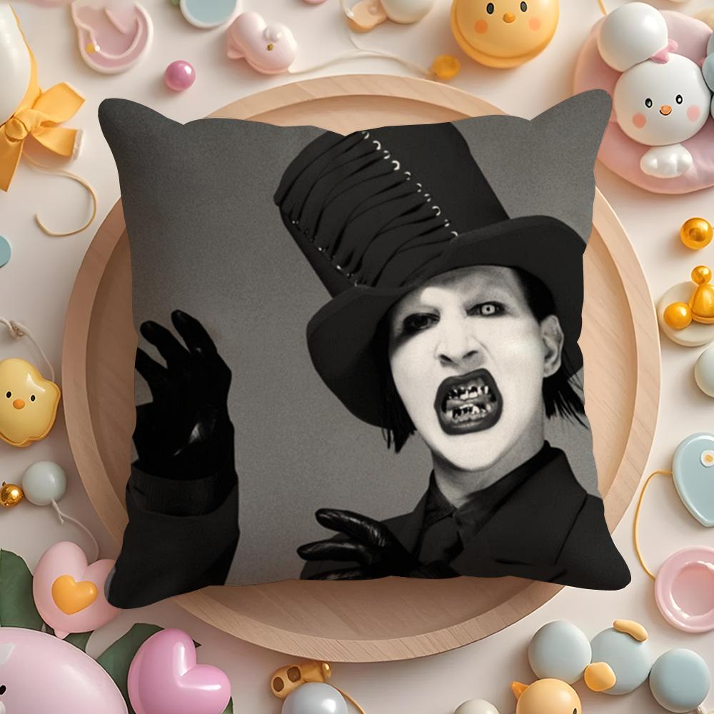 M-Marilyn M-Manson Cushion Cover Short Plush Double-Sided Printing Home Machine Washable In Warm Winter Pillow Case