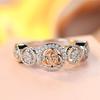 Cute Female White Zircon Round Stone Silver Color Wedding  Promise Engagement Flower Rings For Women