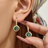 Minimalist Elegant Glass Inlaid Zircon Pendant Earrings For Women Gold Plated Stainless Steel Fashion Jewelry Accessories Gift