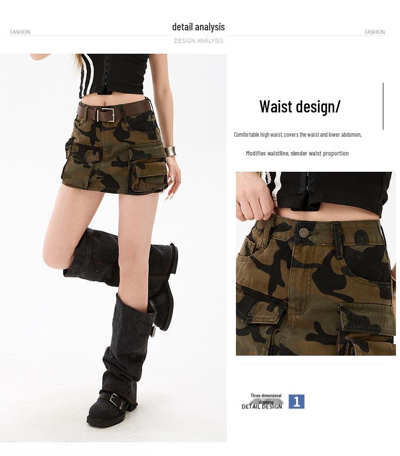 2026 Spring Women's Spicy Workwear Multi-Pocket Denim Mini Skirt