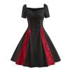 Fashion Women Short Sleeve Gothic Lace Rockabilly Evening Prom Swing Punk Dress