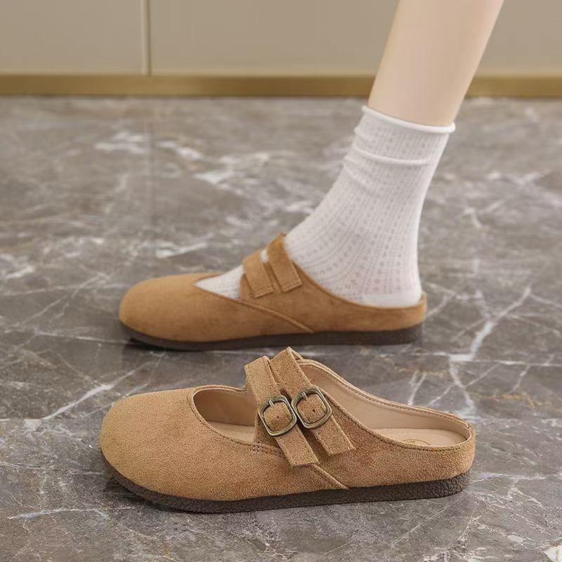 

Birkenstocks bag head half slippers women s outer wear 2025 new summer sandals lazy one pedal Mary Jane single shoes 40 коричневый